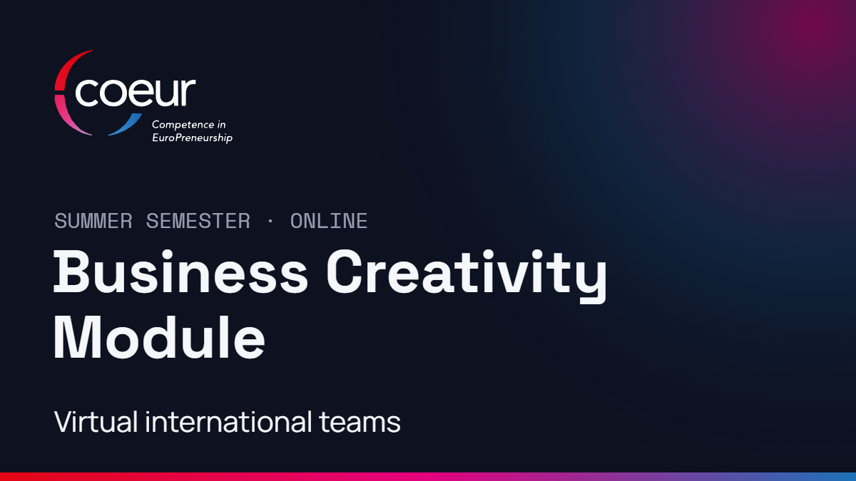 Business Creativity Module: online in the summer semester