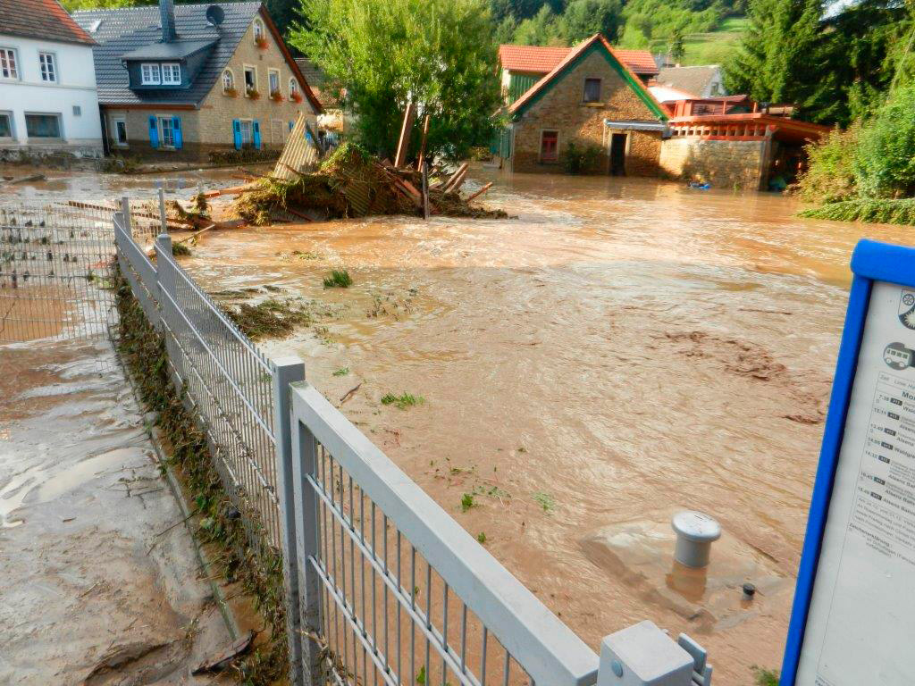 Überflutung nach einem Starkregenereignis