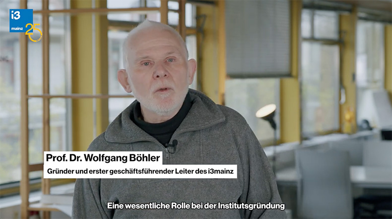 Video 25 Jahre i3mainz, im Bild Wolfgang Böhler, Gründer und erster geschäftsführender Leiter des i3mainz