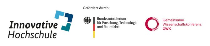 Logo Innovative Hochschule und Förderer des Projekts: BMFTR und GWK