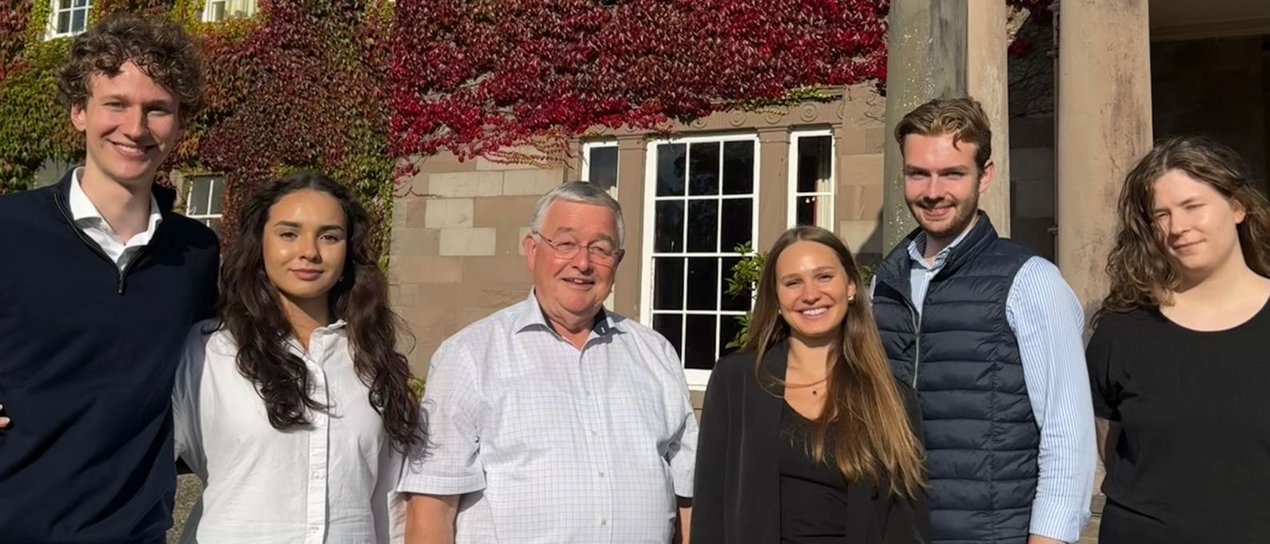 COEUR 2025: German students with Prof. Matthias Eickhoff in front of the workshop location, “The Burn,” in Scotland