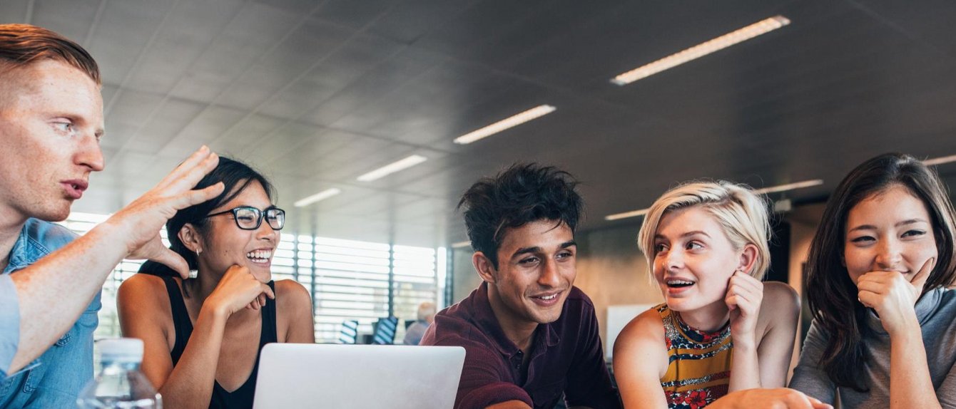 Students working together on an idea