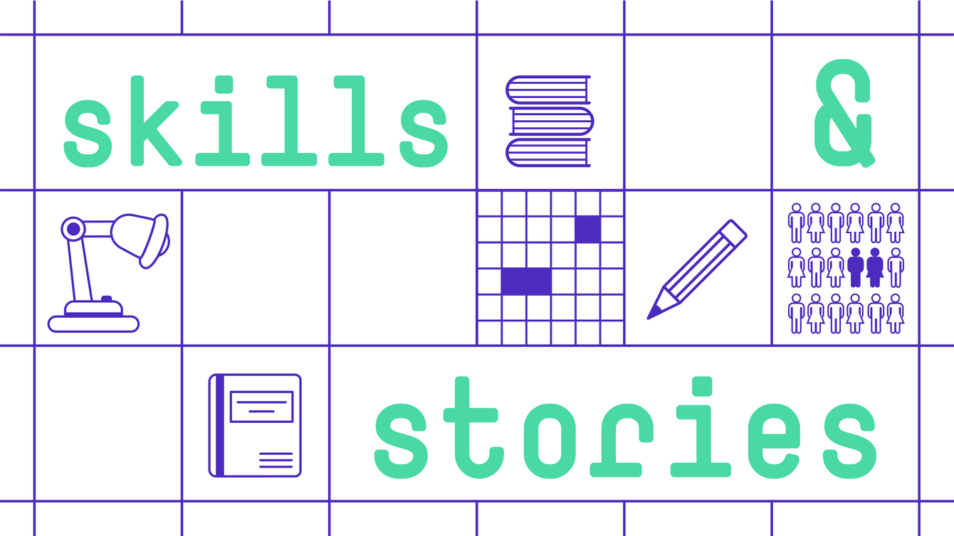 Dekografik mit Titel des Events "skills und  stories"