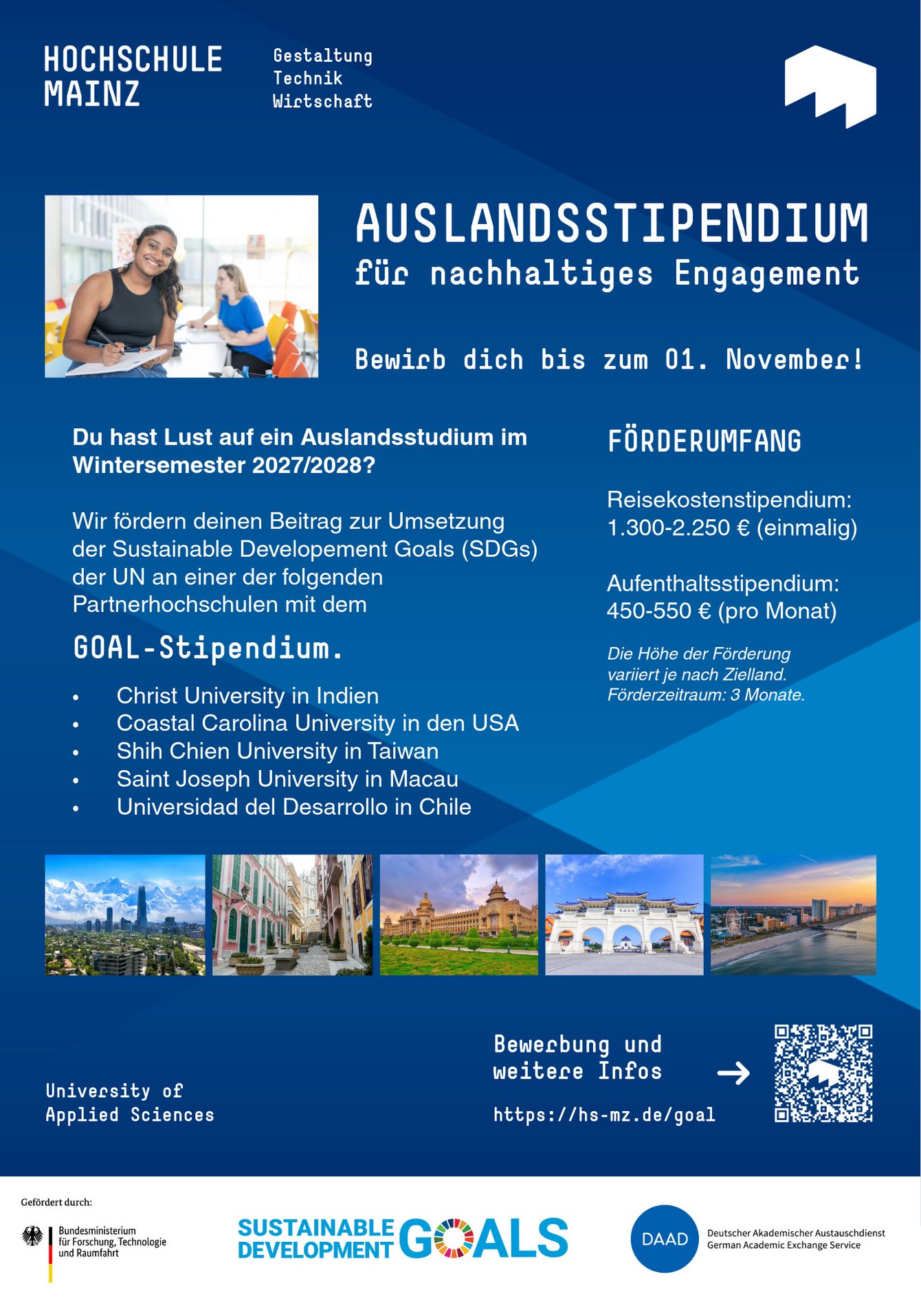 Auslandsstipendien für WiSe 2027/2028 - Jetzt bewerben bis zum 01.11.2026